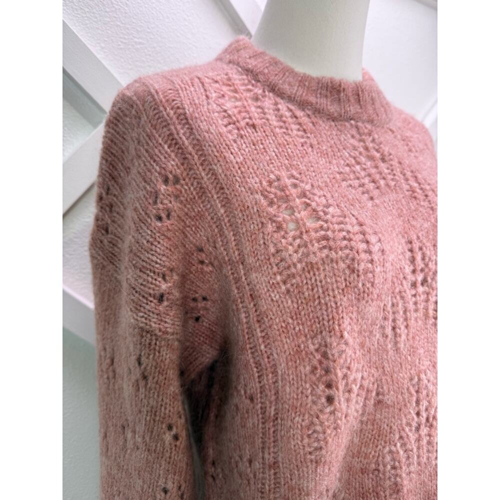 Joie Revolve Lihui Wool Alpaca Sweater in Tulip Balloon Sleeve Pointelle Small - Picture 4 of 11